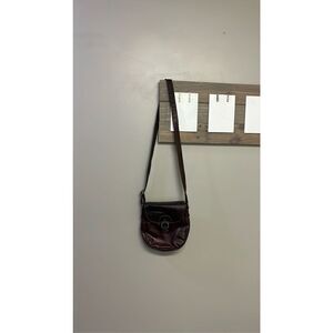 Jack Georges Voyager Crossbody Saddle Bag Purse Brown Genuine Embossed Leather